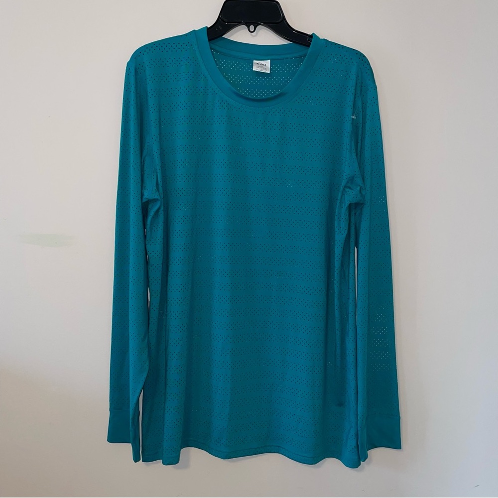 ZYIA Active Perforated Teal Long Sleeve Top Size XXXL